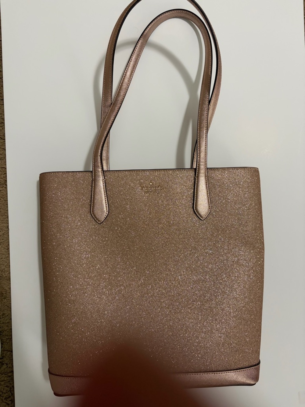 kate spade metallic rose gold tote